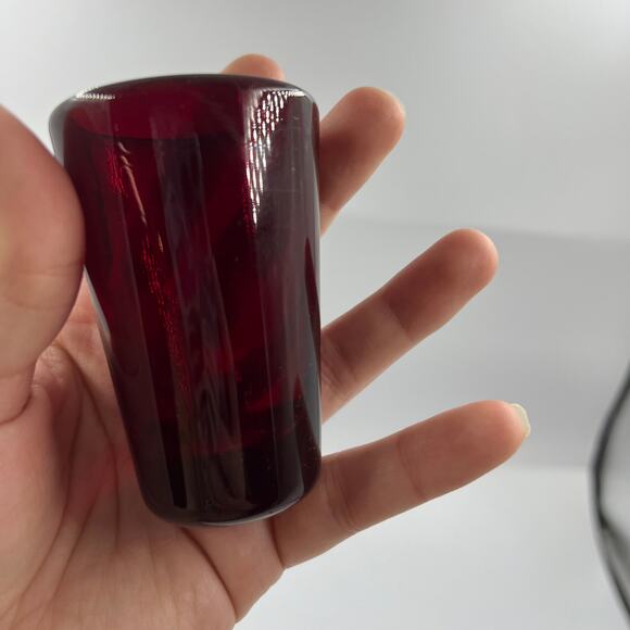 Vintage Anchor Hocking Ruby Red Cordial Single Shot Glass 1980's Thick Glass - Picture 3 of 8